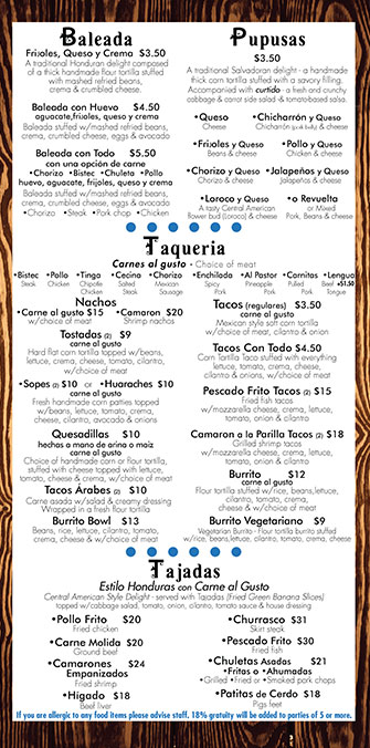 Baleadas Pupusas Taqueria Tajadas Temp